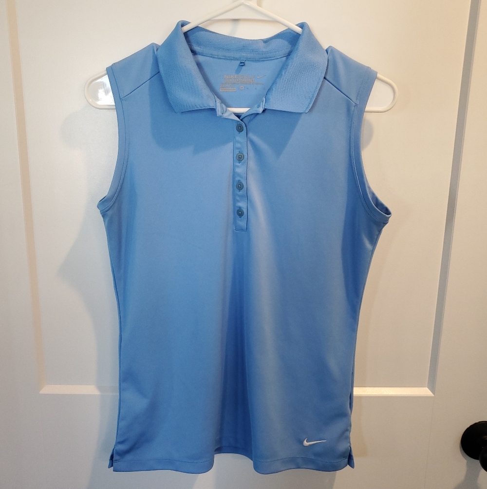 Nike Women's Golf Tour Performance Dri-Fit Light Blue Sleeveless Polo. Size M.